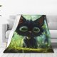 thumbnail image 1 of Balery Cute Big-Eyed Black Cat Manta de Felpa Suave y Acogedora – Cobija de Franela Aterciopelada para Cama, Lavable y Cálida para Sofá, Mascotas, Transpirable-40"x30", 1 of 7