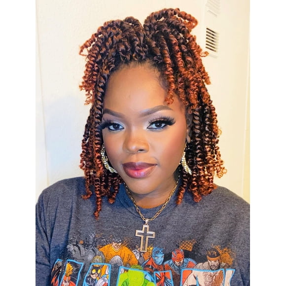 LOSMOEER Lot de 8 Cheveux Torsadés Passion Pré-Tournés Cheveux Crochet Pré-Enroulés Tresses pour Femmes Extensions de Cheveux Synthétiques