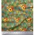 thumbnail image 1 of Soimoi Brown Poly Georgette Fabric Triangle & Pine Fruits Print Fabric by the Yard 52 Inch Wide, 1 of 5