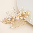 thumbnail image 3 of FRCOLOR Rhinestone Comb Rhinestone Wedding Bridal Hair Comb Pearl Flower Hair Jewelry Crystal Headpiece,3.94"X2.76"X0.08", 3 of 4