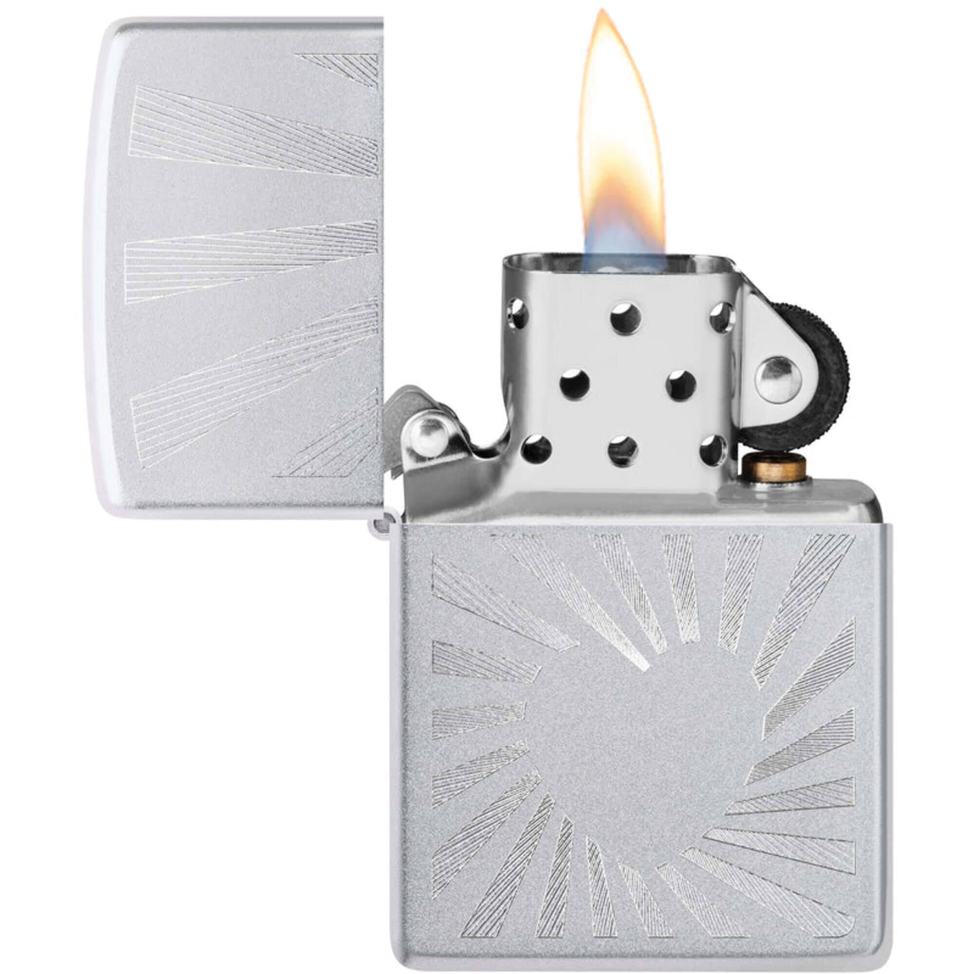 Zippo 46480 Love Radiates Design Satin Chrome Metal Pocket Lighter