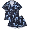 thumbnail image 3 of Outfits for Women Airy Stylish Print Lapel Short Sleeve Buttoned Pocket Top And Shorts 2 Piece Loungewear Women's Clothing Sets L, 3 of 9