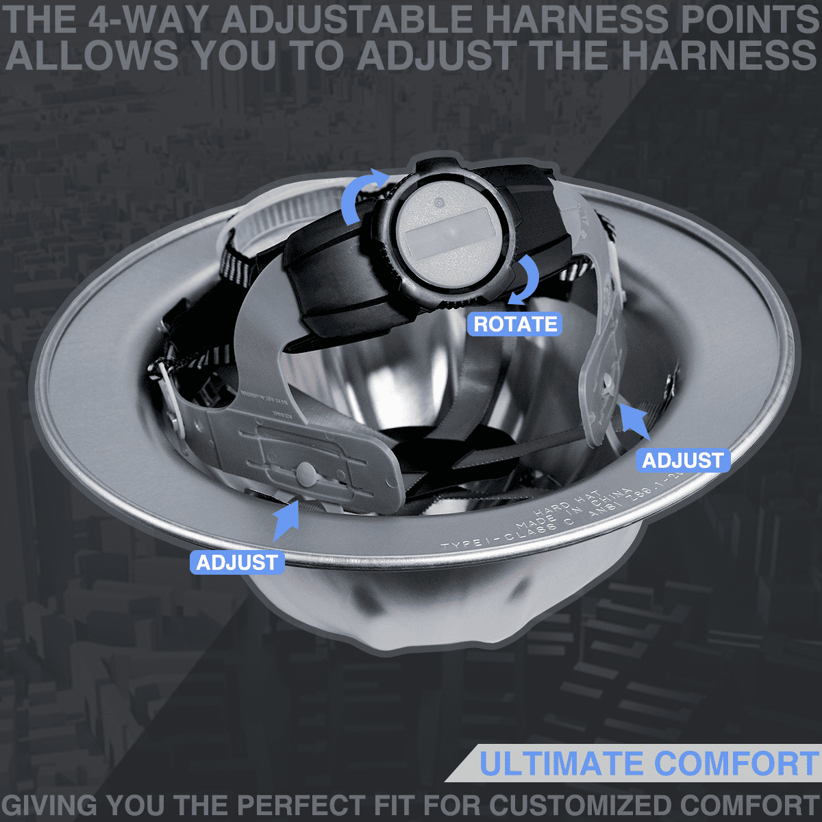 Aluminum Safety Hard Hats Helmet with Ratchet Suspensions Silver Safety Cap One Size Helmet Fits Most(Silver)