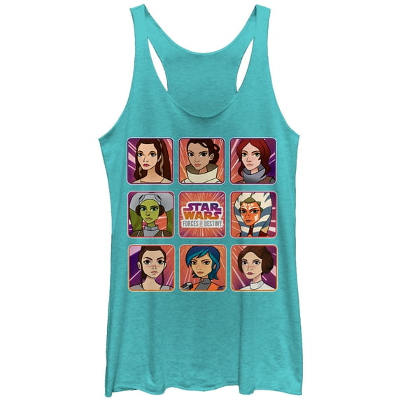 Women's Star Wars: Forces of Destiny Panels Racerback Tank Top Tahiti Blue 2X Large