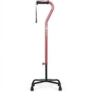 Adjustable Quad Cane for Right or Left Hand Use, Large Base, Rose