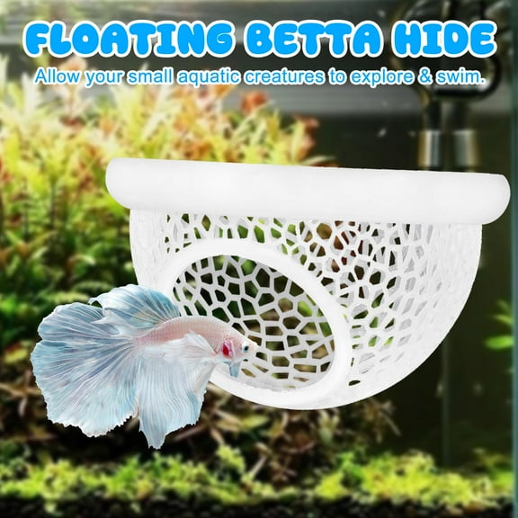 Floating Betta Hide Cave, Premium Resin Aquarium Decor with Natural Design, Stress Relief Fish Shelter for Betta Fish Tank, Safe , Easy to Clean (2.76 Inch)