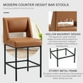 thumbnail image 6 of Zesthouse Counter Height Bar Stools Set of 4, Upholstered Modern Bar Stools with Hollow Back and Metal Legs, 26.4" Faux Leather Counter Height Barstool for Kitchen Island, Brown, 6 of 14