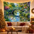 thumbnail image 3 of Garden Bridge Over a Flowering Lily Pond, Peaceful Cottagecore Style for Garden Lovers, Floral Wall Art, Mother's Day Gift, Tapestry Wall Hanging for Bedroom and Living Room, 3 of 7