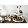 thumbnail image 4 of Creative Co-Op Distressed Cream Wood 2-Tier Tray with Metal Handle, 4 of 11