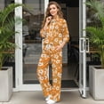 thumbnail image 2 of Renewold Womens Lounge Sets Petite 2 Piece Outfits Women's Activewear Mock Neck Pullover Drawstring High Waisted Sweatpants Lightweight Jogger Set, Pastoral Floral Print Orange, XS, 2 of 7