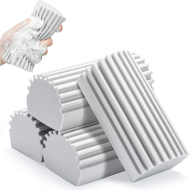 Paquete de 2 esponjas de limpieza húmeda, esponja de limpieza mágica, herramienta de esponja limpiadora de zócalos, plumeros para limpiar zócalos, rejillas de ventilación, espejos, ventilador de