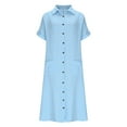 thumbnail image 6 of Ashirexll Womens Summer Dresses, Casual Dresses for Women, Solid Color Casual Short Sleeve Button Front Shirt Dress, 6 of 7