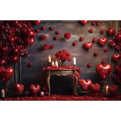 Valtines ration Backdrop for Photography February 14 Background Wom Birthday Heart Balloon Drapes Curtain Props
