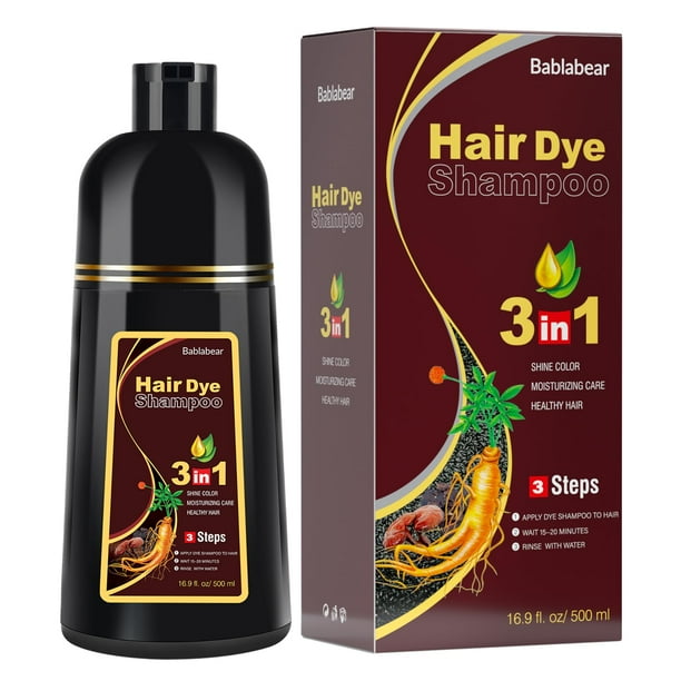 Champú tinte para cabello Bablabear Dark Brown 500 ml para cabello gris