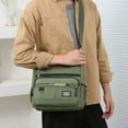 thumbnail image 4 of AUTUMN Messenger Bag for Men, Waterproof Durable Multiple Compartments Retro PU Leather Messenger Bag, Low Profile Luxury Essential for Business, Leisure and Daily Travel(Army Green), 4 of 6