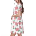 thumbnail image 2 of Xecao Strawberry for Women Summer Short Sleeve Midi Dress with Pockets Casual Aline Flowy Tshirt Dress Vocation Beach Sundress, 2 of 6