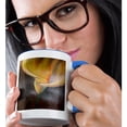 thumbnail image 2 of 3drose, Calla Lily a Single Easter Arum Lily Painted in a Realistic Style on a Brown Background, 11oz Two-tone Blue Mug, 2 of 6