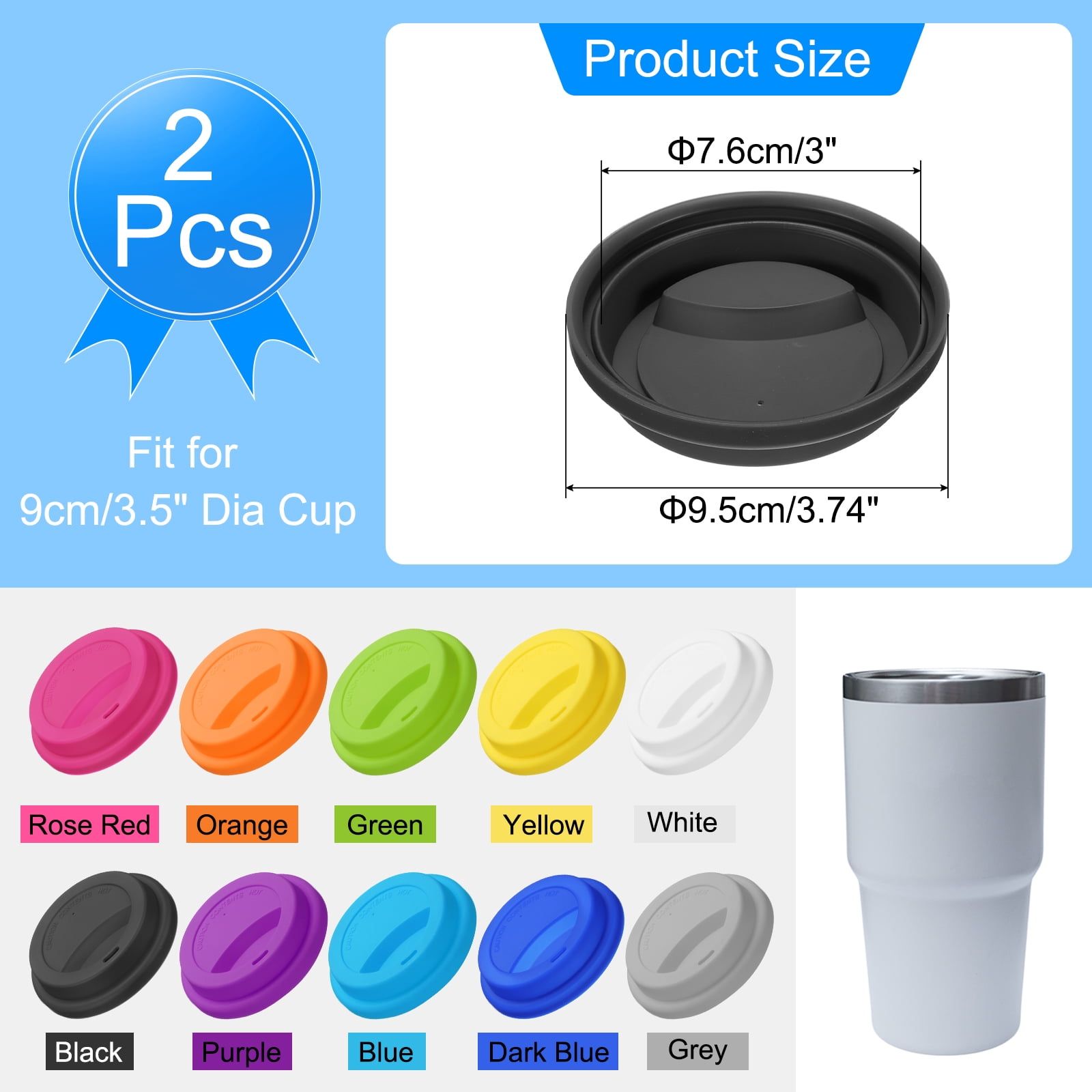 Unique Bargains Silicone Cup Lids Glass Cups Prevent Spills Temperature Black