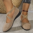thumbnail image 5 of XDDLITP Women's Flats Comfortable Fashion Shoes for Women with Elastic Ankle Straps Dressy Ballerina Style Closed Toe s for Women Casual Flat,Khaki 40(US-8), 5 of 5