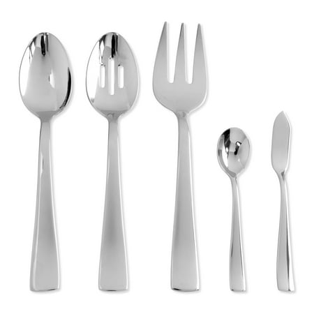 

UPware 5-Piece 18/8 Stainless Steel Serene Hostess Serving Set Include Solid Spoon/Slotted Spoon/Serving Fork/Butter Knife/Sugar Spoon Mirror Polished Dishwasher Safe