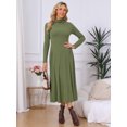thumbnail image 4 of DARING DIVA Women's Sweater Turtleneck Long Sleeve A Line Knit Dress M Green, 4 of 7