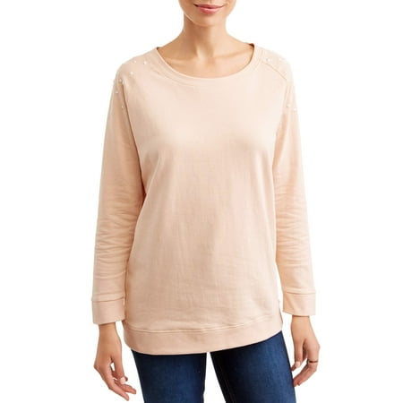 Women’s French Terry Pullover with Pearl Trim (Available in Sizes...