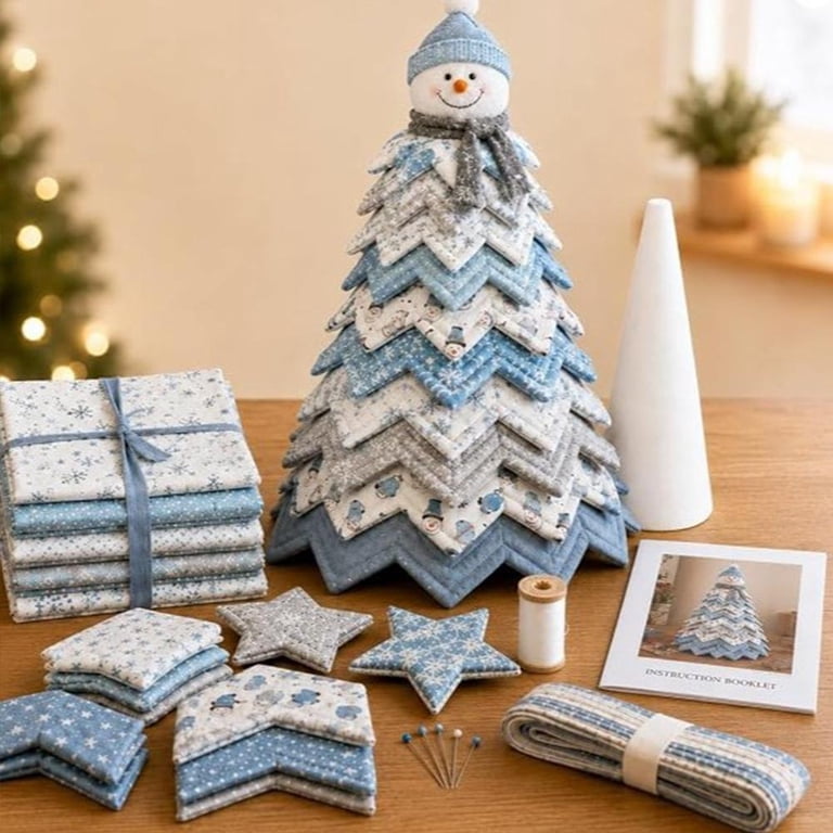 Caft Design IFRINID DIY Christmas Tree Sewing Kit, 9.06-Inch Fabric Tabletop Craft ...