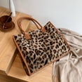 thumbnail image 4 of Women Soft Autumn Tote Purse PU Leopard Print Winter Plush Handbag (Leopard), 4 of 9