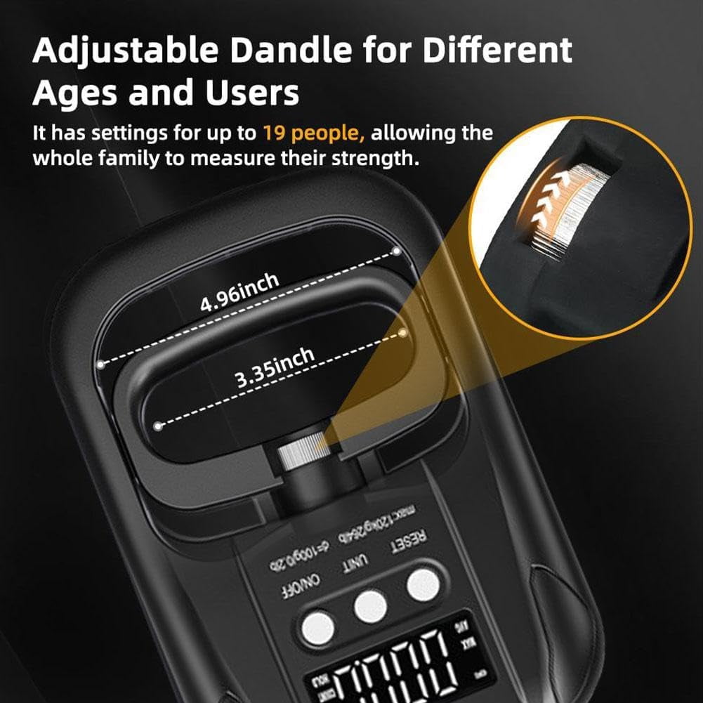 BYXAS Hand Grip Strength Tester Trainer - Electronic Hand Dynamometer Forearm Grip Strengthener Exerciser Digital Training Gauge 265 Lbs 120 Kgs for Sport Home School Use