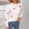 thumbnail image 2 of XPMWRP Women's Printing Hearts Winter Sweater Knitted Top Casual Crewneck Long Sleeve Fashionable Sweaters Pullover White M, 2 of 9