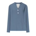thumbnail image 6 of Holzkary Women's Fall Long Sleeve Henley Tops V Neck Tunic Casual Loose Blouse Winter Sweatshirt Women Fashion Casual Long Sleeve Button Tops Shirts Blouses Tops Blue Xxl, 6 of 6