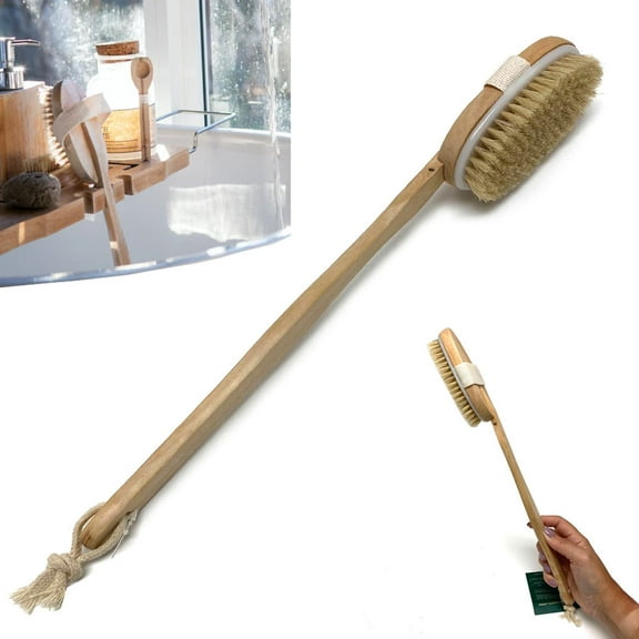 Premium Natural Bristle Wooden Bath Shower Body Back Dry Skin Brush Spa Scrubber