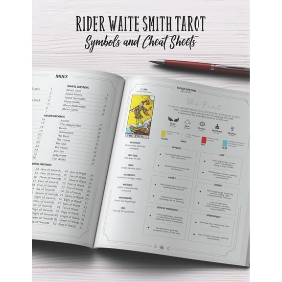Rider Waite Smith Tarot Symbols and Cheat Sheets: Quick reference for reading tarot, (Paperback)