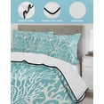 thumbnail image 4 of Quilts Twin Size Bedding Set, Teal Coral Coastal Lightweight Quilted Comforter, Ocean Nautical Seaside Beach Soft Reversible Bedspread Coverlet with Pillow Covers for All Season, 68" x 86", 4 of 7