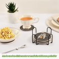 thumbnail image 5 of Yayeee 6 PCS Drink Coasters with Holder Set Woven Absorbent Round Tabletop Hot Pad, White Astronaut Planet, 5 of 7