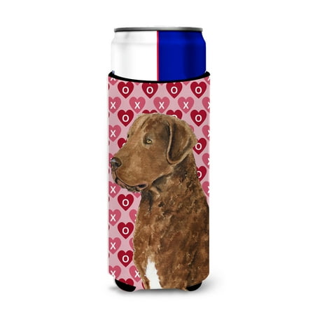 

Chesapeake Bay Retriever Hearts Love and Valentines Day Ultra Hugger for slim cans