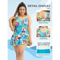 thumbnail image 2 of Wantdo Women's Plus Size One Piece Swimsuit Floral Printed Swimdress Skirtini Bathing Suit Lakeblueflower 18W-20W, 2 of 7