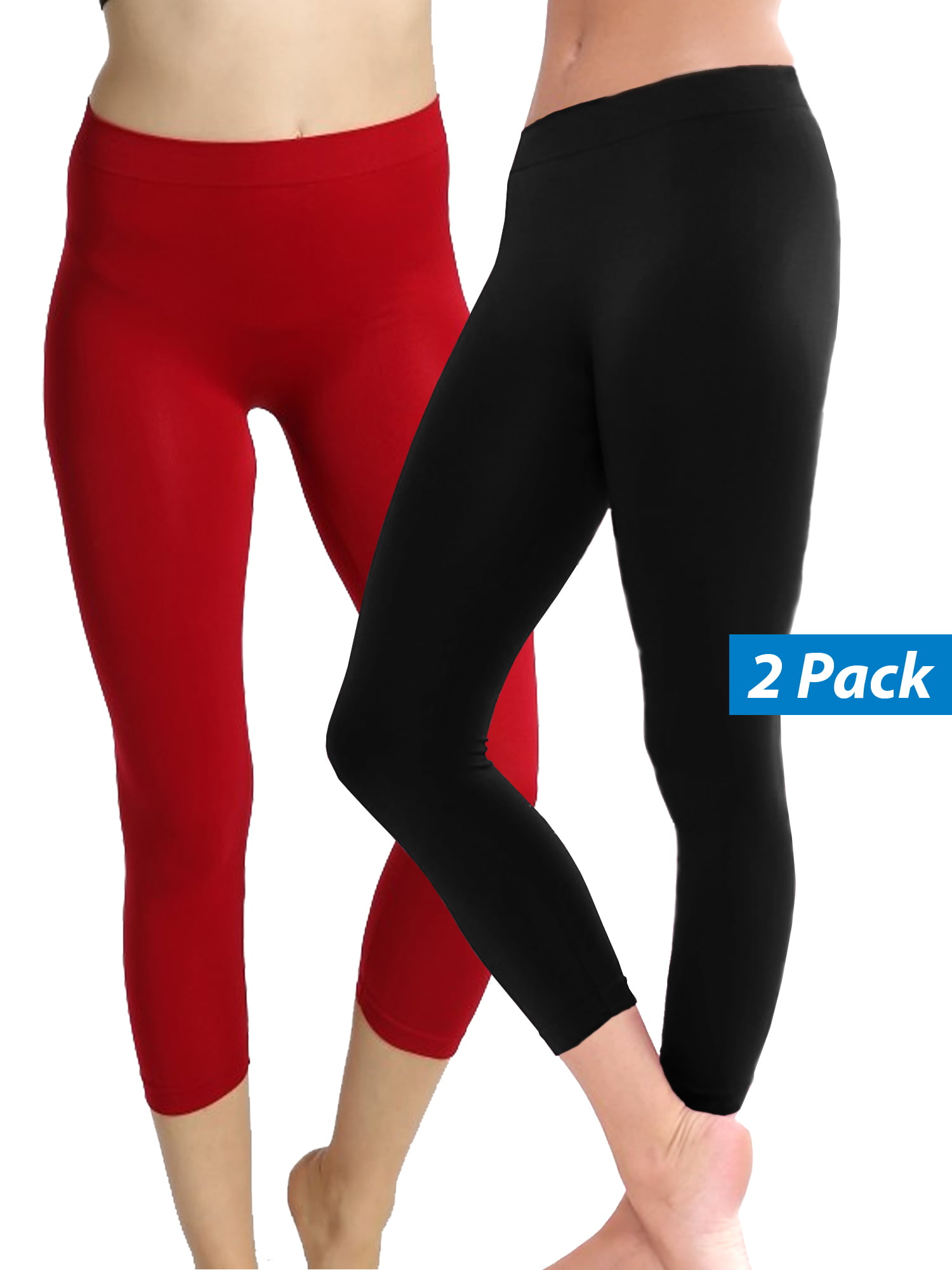2 Pack Women Seamless Basic Stretch Capri Sports Yoga Leggings ...