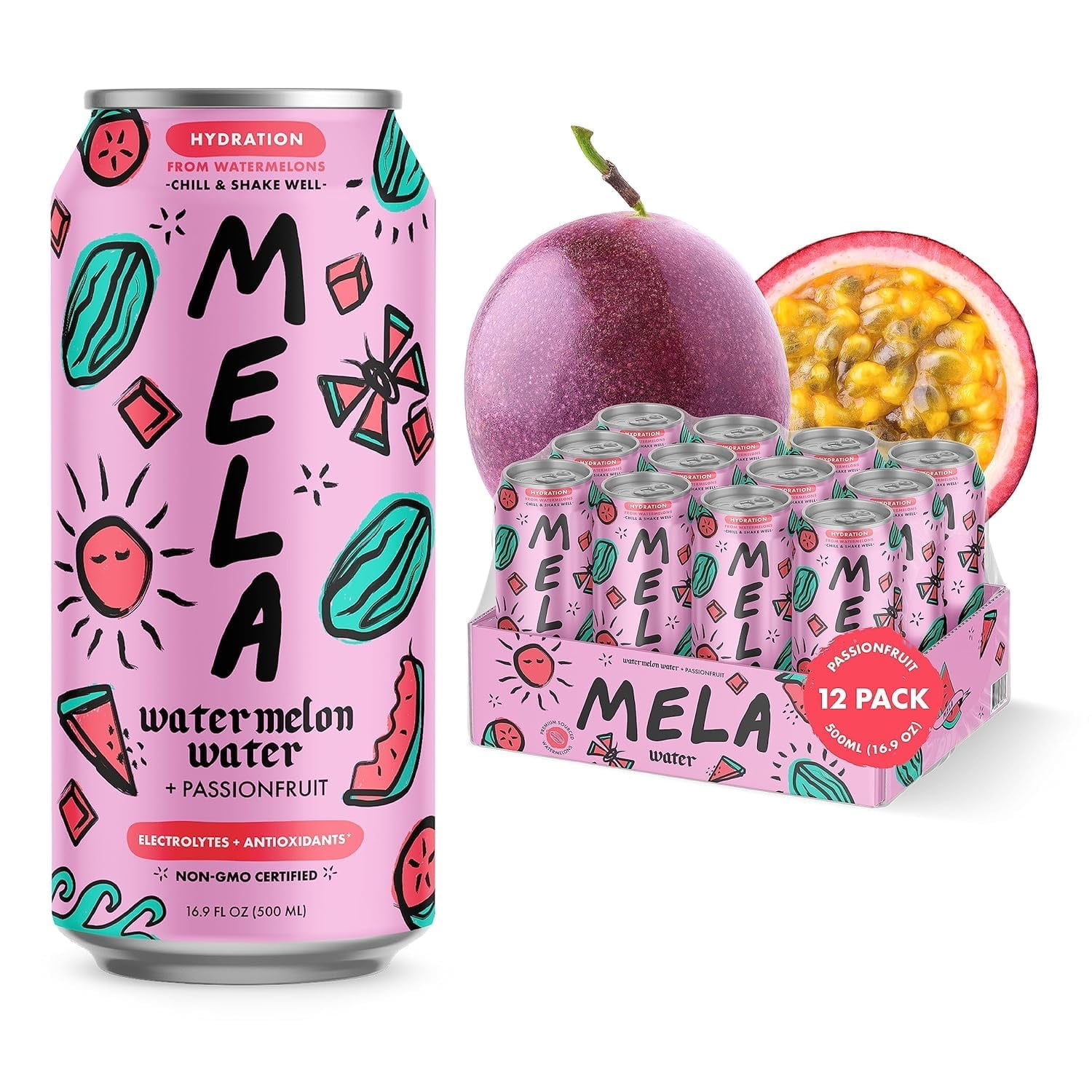 Mela Watermelon Water Variety Pack, Pineapple, Passionfruit