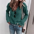 thumbnail image 2 of NAMTYQX Ladies Sweaters Long Sleeve Warm Lounge Solid Women's Pullover Sweaters Baggy V Neck Jersey Green Size L, 2 of 5