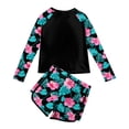 thumbnail image 2 of Aideaone 2 Piece Girls Rash Guard Set Long Sleeve Swimsuit with Shorts UPF 50+ Bathing Suits for Girls 7-12 Years, 2 of 4