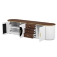 thumbnail image 2 of 70.8'' Modern Minimalist TV Stand for TVs up to 80 Inches, Entertainment Center with 3 Drawers and 1 Shelf, Metal Handles and 2 Cabinets for Living room, 2 of 16