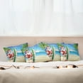 thumbnail image 4 of Ambesonne Christmas Throw Pillow Cover 4 Pack, Santa with Surfboard, 16", Blue Green, 4 of 5