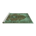 thumbnail image 2 of Ahgly Company Machine Washable Indoor Rectangle Medallion Turquoise Blue Traditional Area Rugs, 7' x 10', 2 of 4