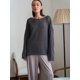 thumbnail image 1 of Suéter elegante Hirsionsan para mujer, suéteres holgados informales de moda de verano y otoño de 2024, suéter elegante rosa y blanco para mujer, 1 of 5