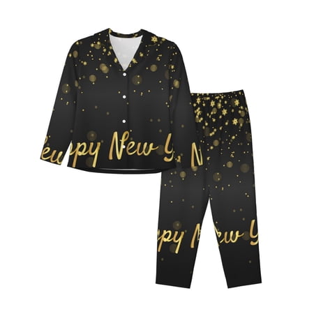 Logiee Happy New Year Print Nightgowns for Women,Soft Short-Sleeved Lightweight Sleepwear, Loose Sleepshirts