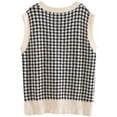 thumbnail image 6 of Women Houndstooth Pattern Knit Sweater Vest Sleeveless Loose V-Neck 90s Waistcoat Pullover Knitwear Top, 6 of 8