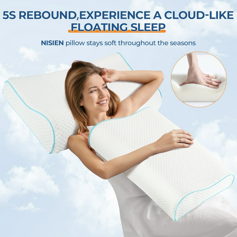 Memory Foam Pillows Bed Pillow for Sleeping Ergonomic Cervical Pillow Neck Support Pillow for Side Back Stomach Sleeper Orthopedic Contour Pillow