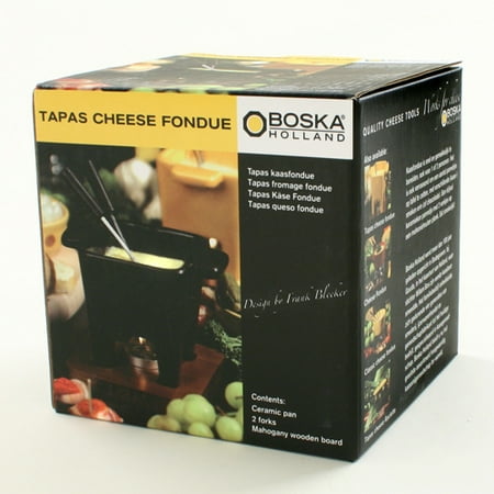 Tapas Cheese Fondue for Two - Ceramic Fondue Pot with Forks (2