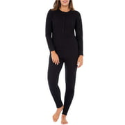 Fruit of the Loom Women's Micro Waffle Premium Thermal Union Suit, Black, X-Small-Small